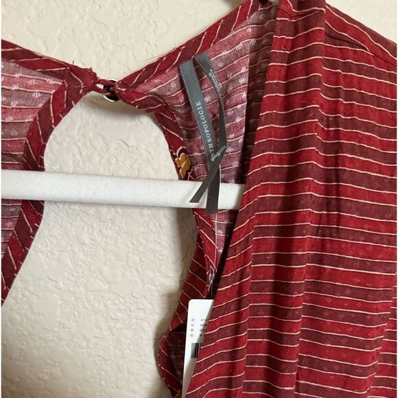 Anthropologie The Breezy Open-Back Jumpsuit Sz Small Bohemian Red Floral Details - Picture 6 of 9